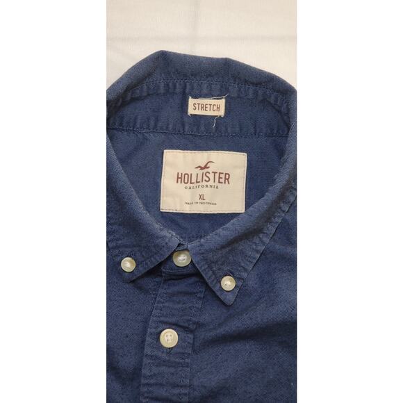 Hollister Califonia Size XL Men's Stretch Button Down Shirt Blue Ca13 - Picture 5 of 6